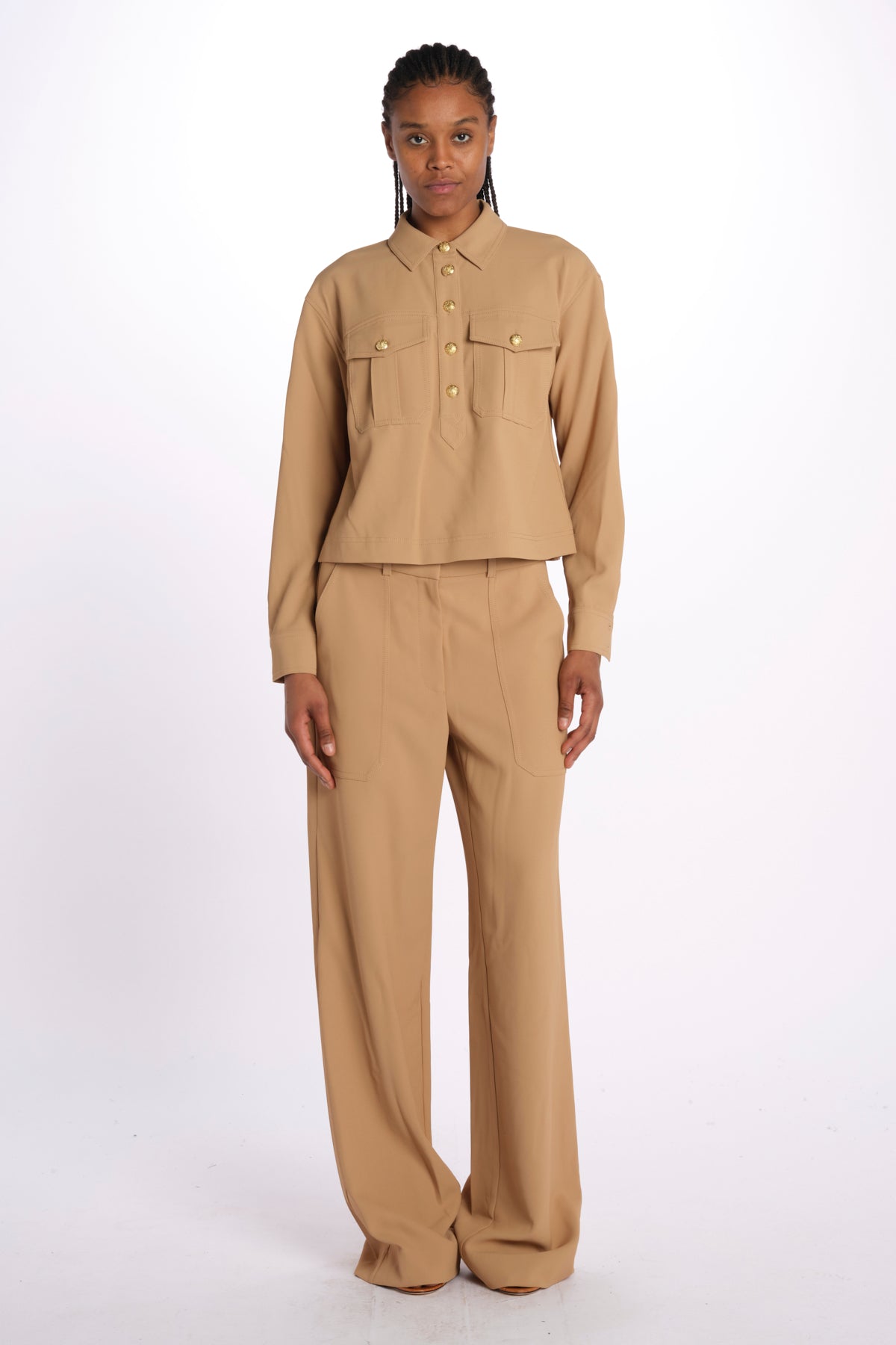 Camicia COLVIN bottoni oro CP3241142 KHAKI veronica beard 