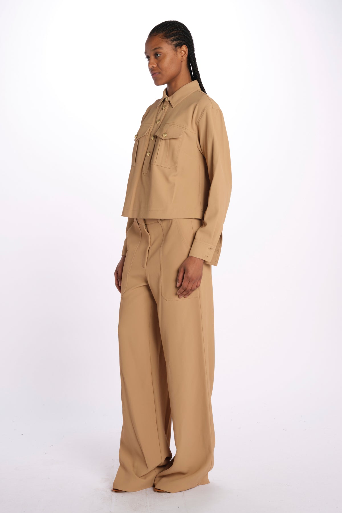 Camicia COLVIN bottoni oro CP3241142 KHAKI veronica beard 