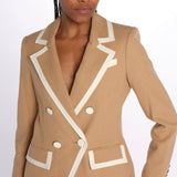 Blazer EDISON doppio petto con profilo TW4610536 KHAKI veronica beard 