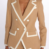 Blazer EDISON doppio petto con profilo TW4610536 KHAKI veronica beard 