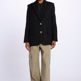 VICKA giacca in tweed lurex con bottoni oro WWBL00838 NERO zadig & voltaire 