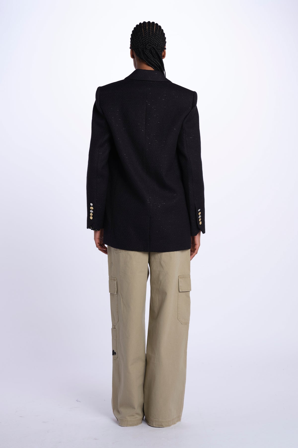 VICKA giacca in tweed lurex con bottoni oro WWBL00838 NERO zadig & voltaire 