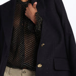 VICKA giacca in tweed lurex con bottoni oro WWBL00838 NERO zadig & voltaire 