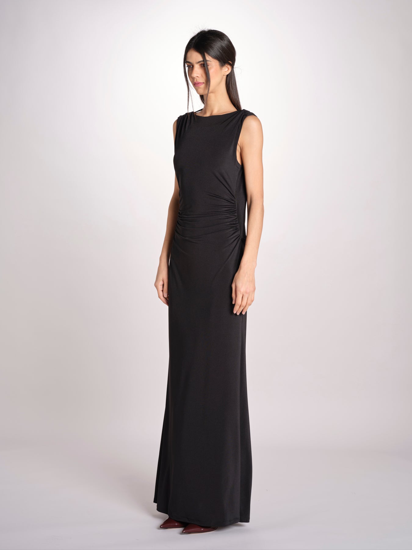 abito lungo in jersey con scollo dietro 3328 BLACK access 