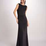 abito lungo in jersey con scollo dietro 3328 BLACK access 