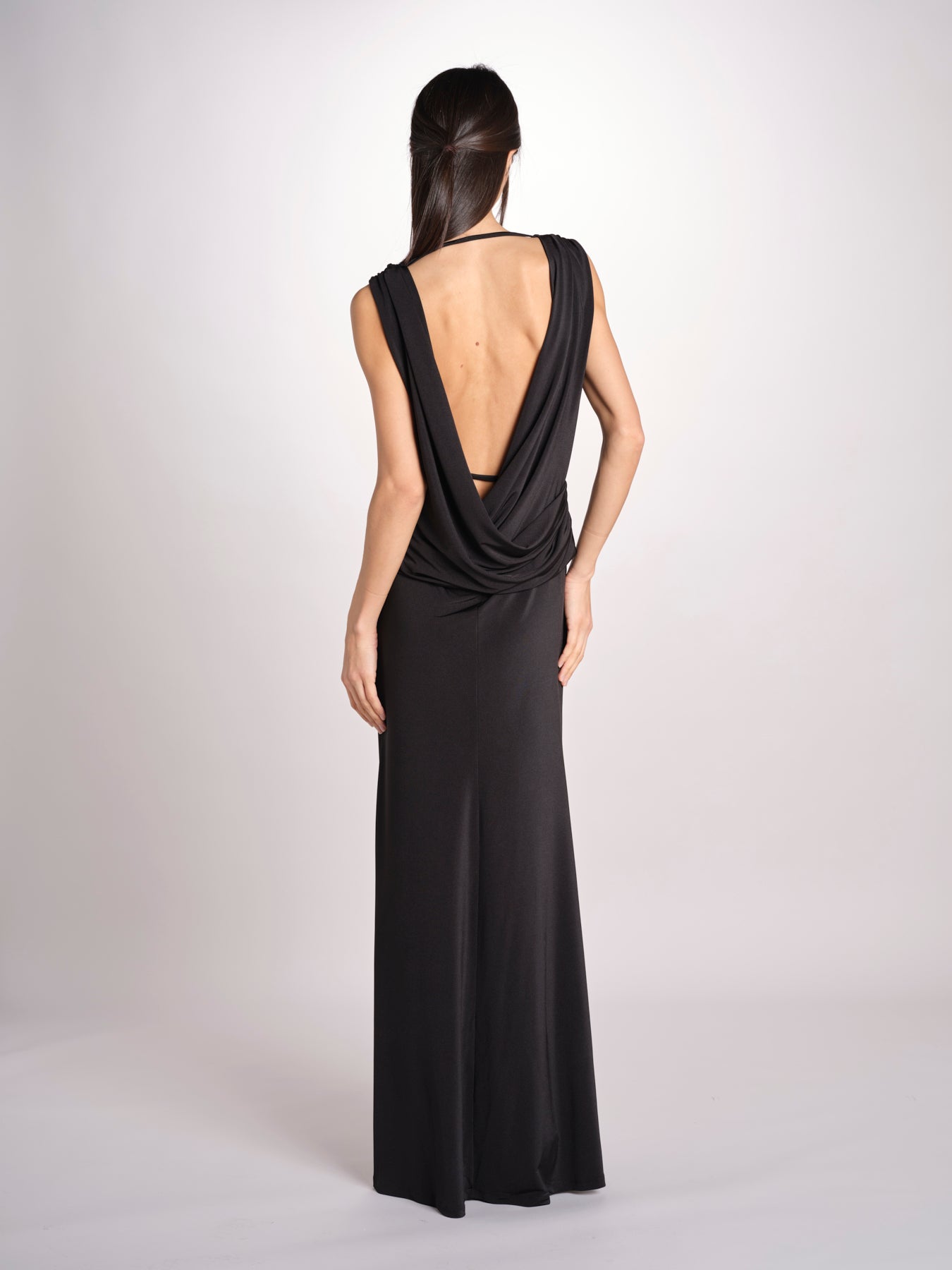 abito lungo in jersey con scollo dietro 3328 BLACK access 