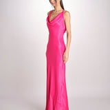 abito lungo liscio spallina 3403 FUXIA access 