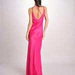abito lungo liscio spallina 3403 FUXIA access 