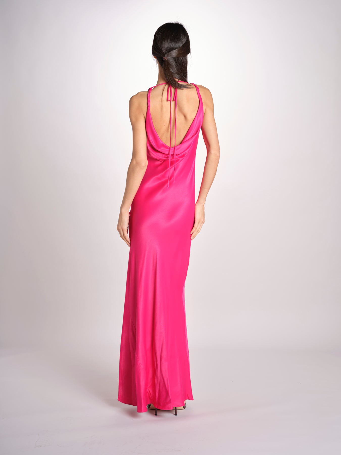 abito lungo liscio spallina 3403 FUXIA access 