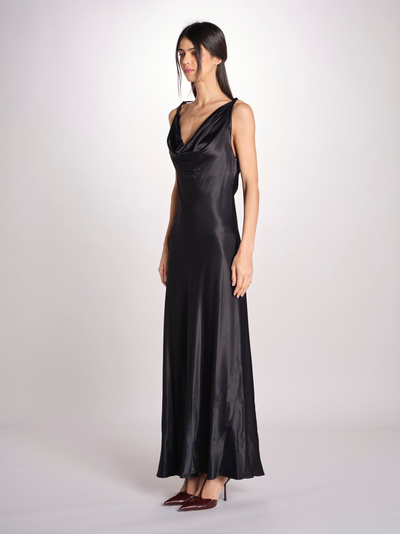 abito lungo liscio spallina 3403 NERO access 
