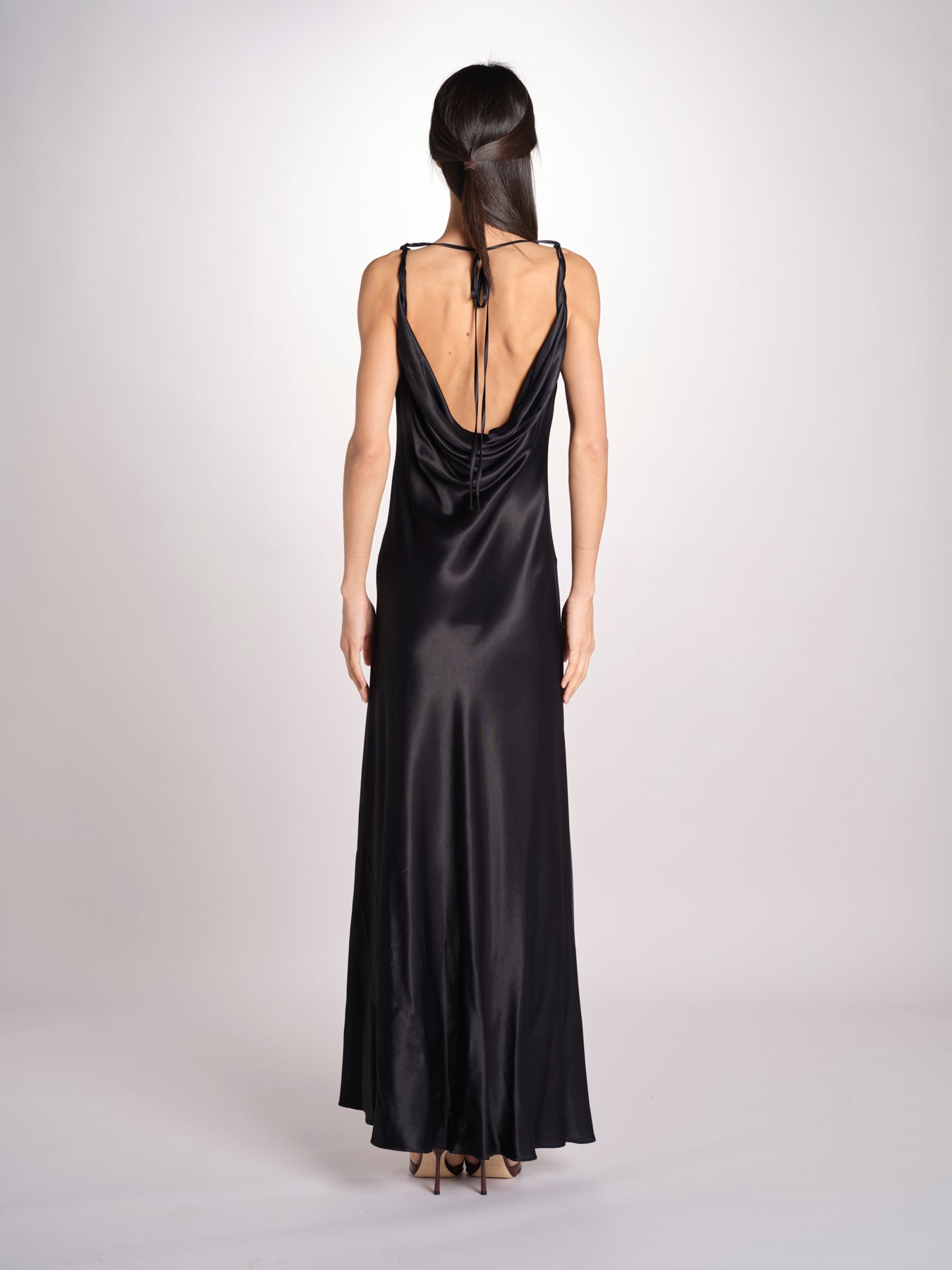 abito lungo liscio spallina 3403 NERO access 