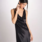 abito lungo liscio spallina 3403 NERO access 