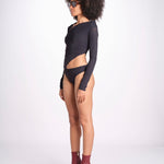 body manica lunga asimmetrico con cut out sul fianco JODI DEEP BLACK amazuìn 