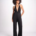 tuta in satin allacciata dietro al collo LENNOX BLACK amazuìn 
