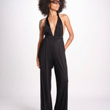 tuta in satin allacciata dietro al collo LENNOX BLACK amazuìn 