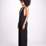 tuta in satin allacciata dietro al collo LENNOX BLACK amazuìn 