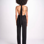 tuta in satin allacciata dietro al collo LENNOX BLACK amazuìn 