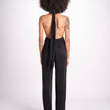 tuta in satin allacciata dietro al collo LENNOX BLACK amazuìn 