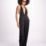 tuta in satin allacciata dietro al collo LENNOX BLACK amazuìn 