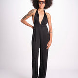 tuta in satin allacciata dietro al collo LENNOX BLACK amazuìn 