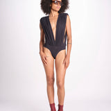 body con scollo profondo senza maniche e spalline imbottite NIKITA DEEP BLACK amazuìn 