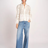 CARIOCA camicia con pizzo e fiori CARIOCA BLOUSE CREAM antik batik 