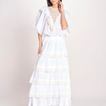 gonna lunga con balze DOLLY SKIRT DOLLY1SKI WHITE antik batik 