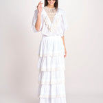 gonna lunga con balze DOLLY SKIRT DOLLY1SKI WHITE antik batik 