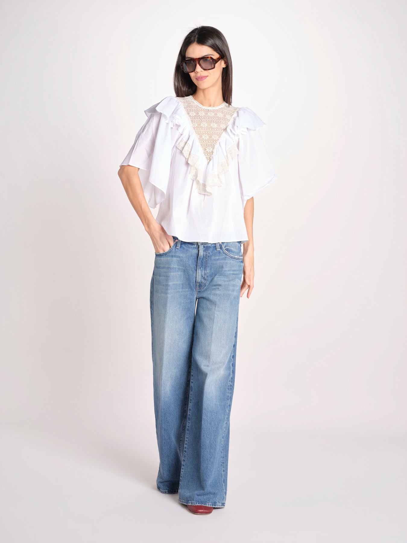 camicia con pizzo in volant DOLLY TEE DOLLY1TEE WHITE antik batik 