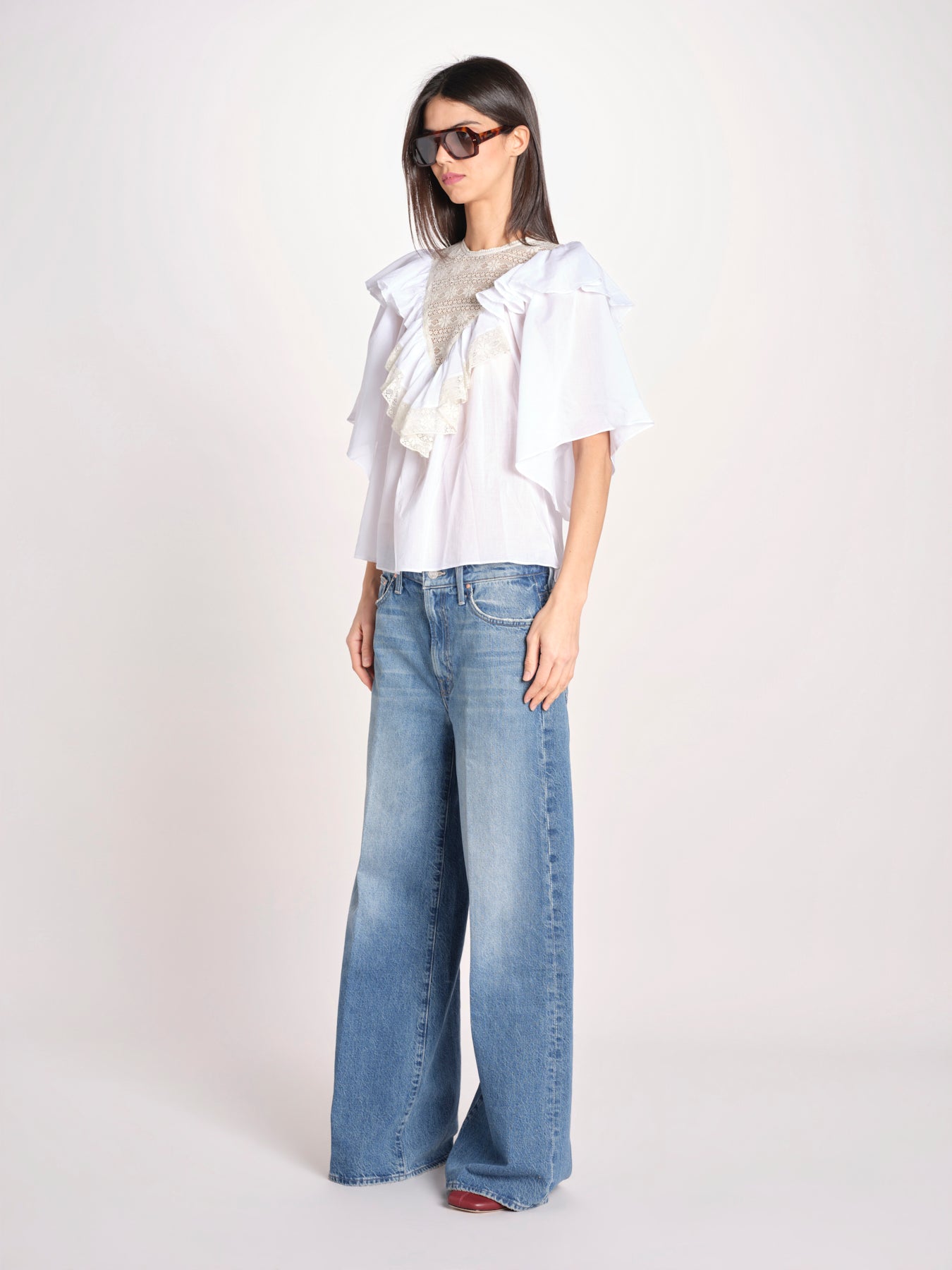 camicia con pizzo in volant DOLLY TEE DOLLY1TEE WHITE antik batik 