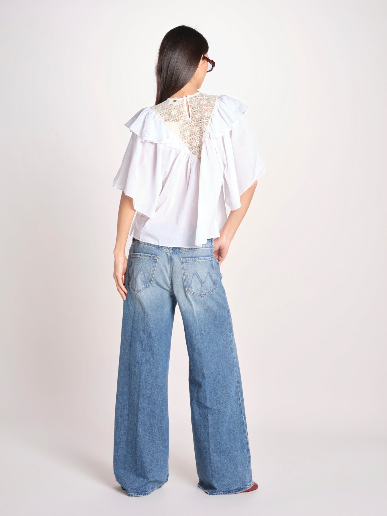 camicia con pizzo in volant DOLLY TEE DOLLY1TEE WHITE antik batik 