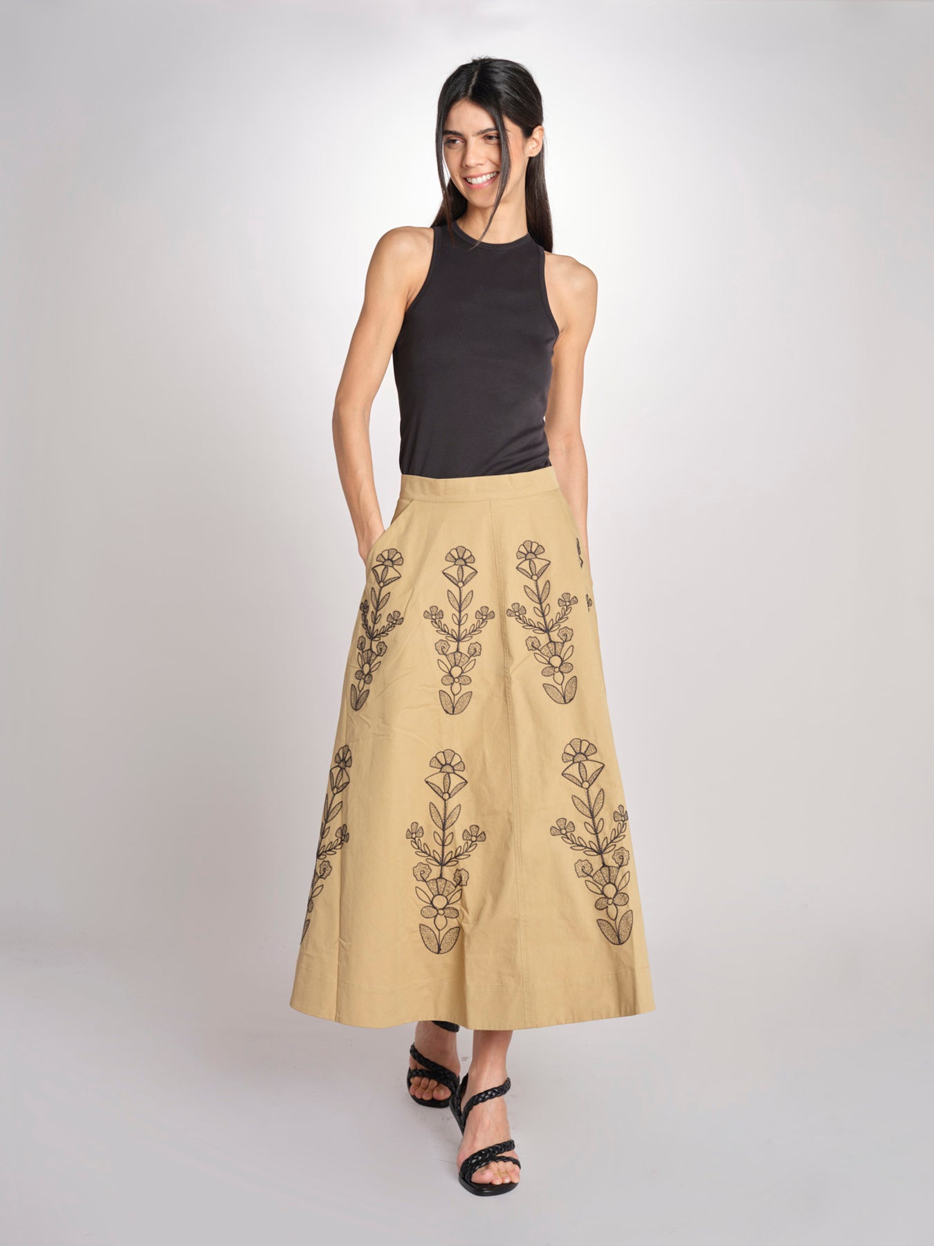 Gonna con ricami MARIA SKIRT MARIA1SKI BEIGE antik batik 