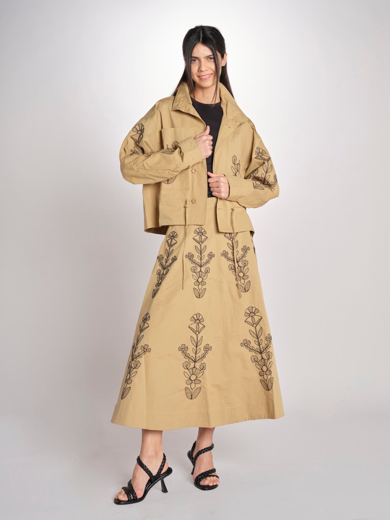 Gonna con ricami MARIA SKIRT MARIA1SKI BEIGE antik batik 
