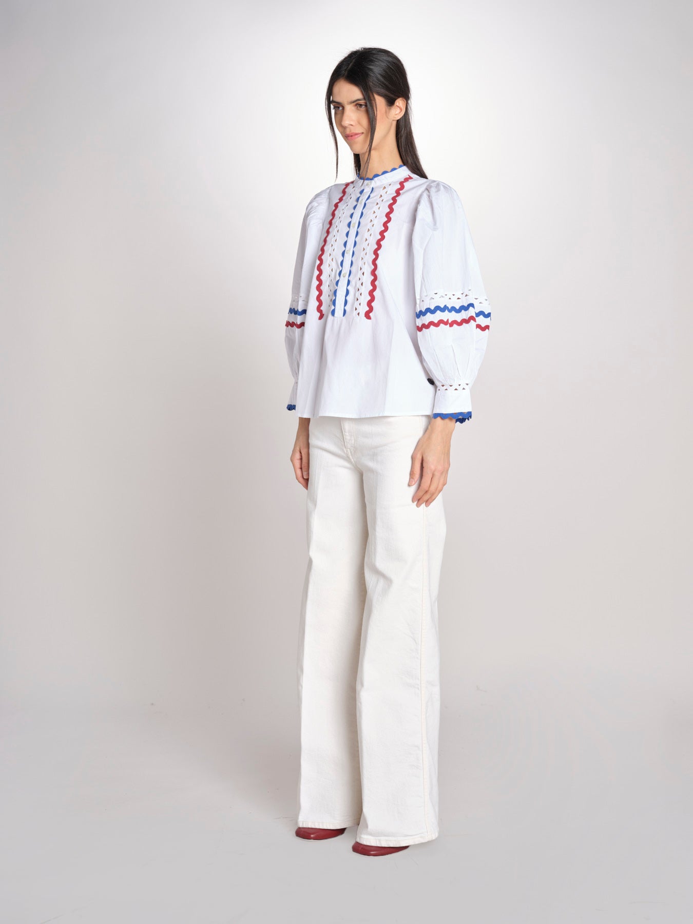 Camicia con passamaneria RITA BLOUSE RITA1BLO WHITE2 antik batik 