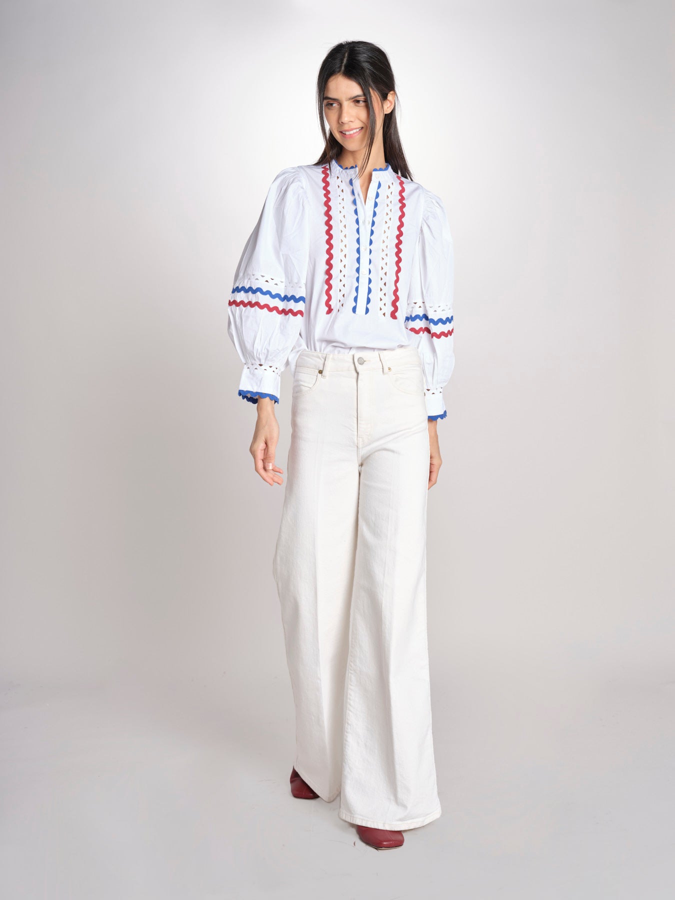 Camicia con passamaneria RITA BLOUSE RITA1BLO WHITE2 antik batik 
