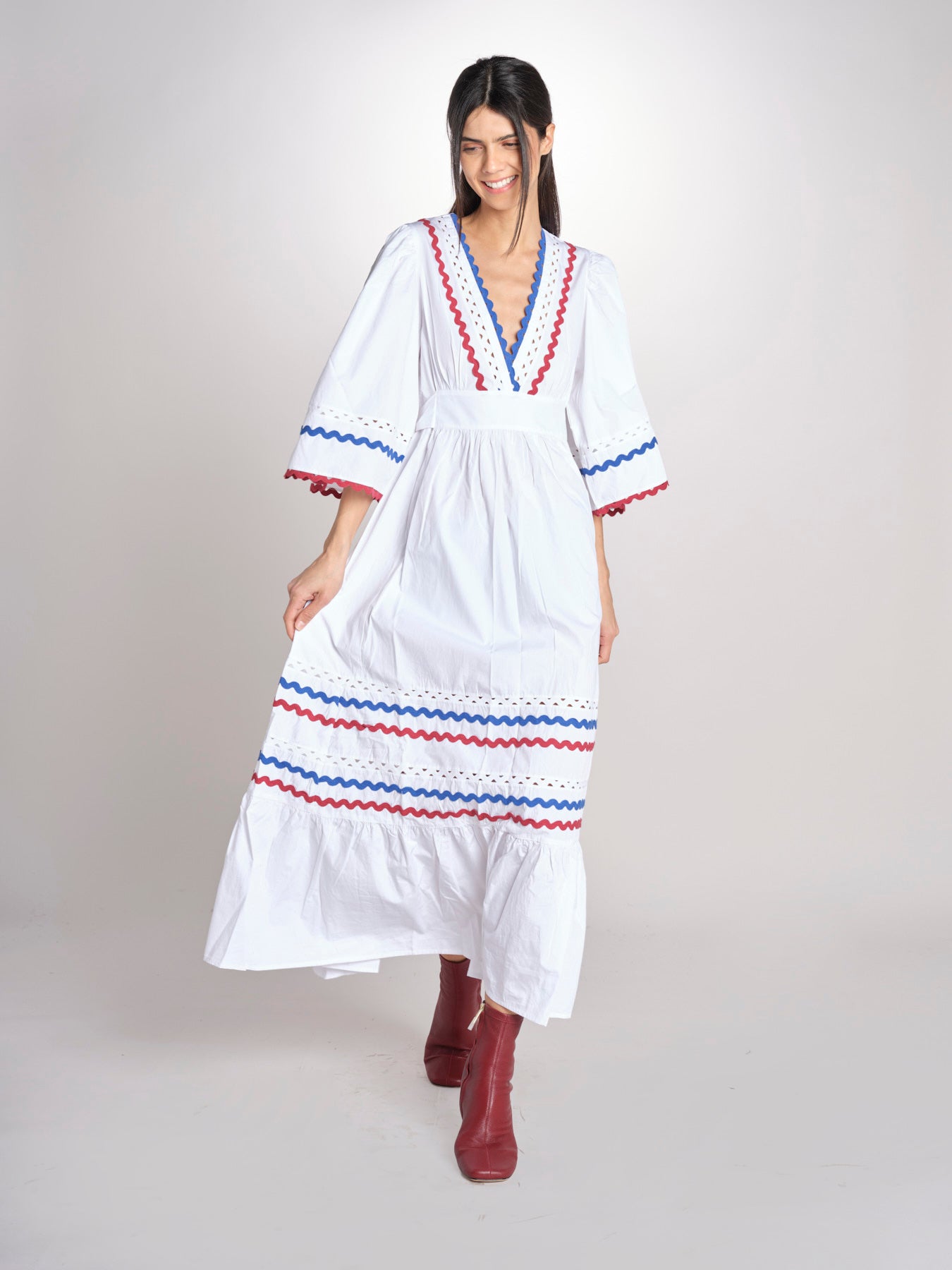 Abito con passamaneria RITA LONG DRESS RITA1BLO WHITE2 antik batik 