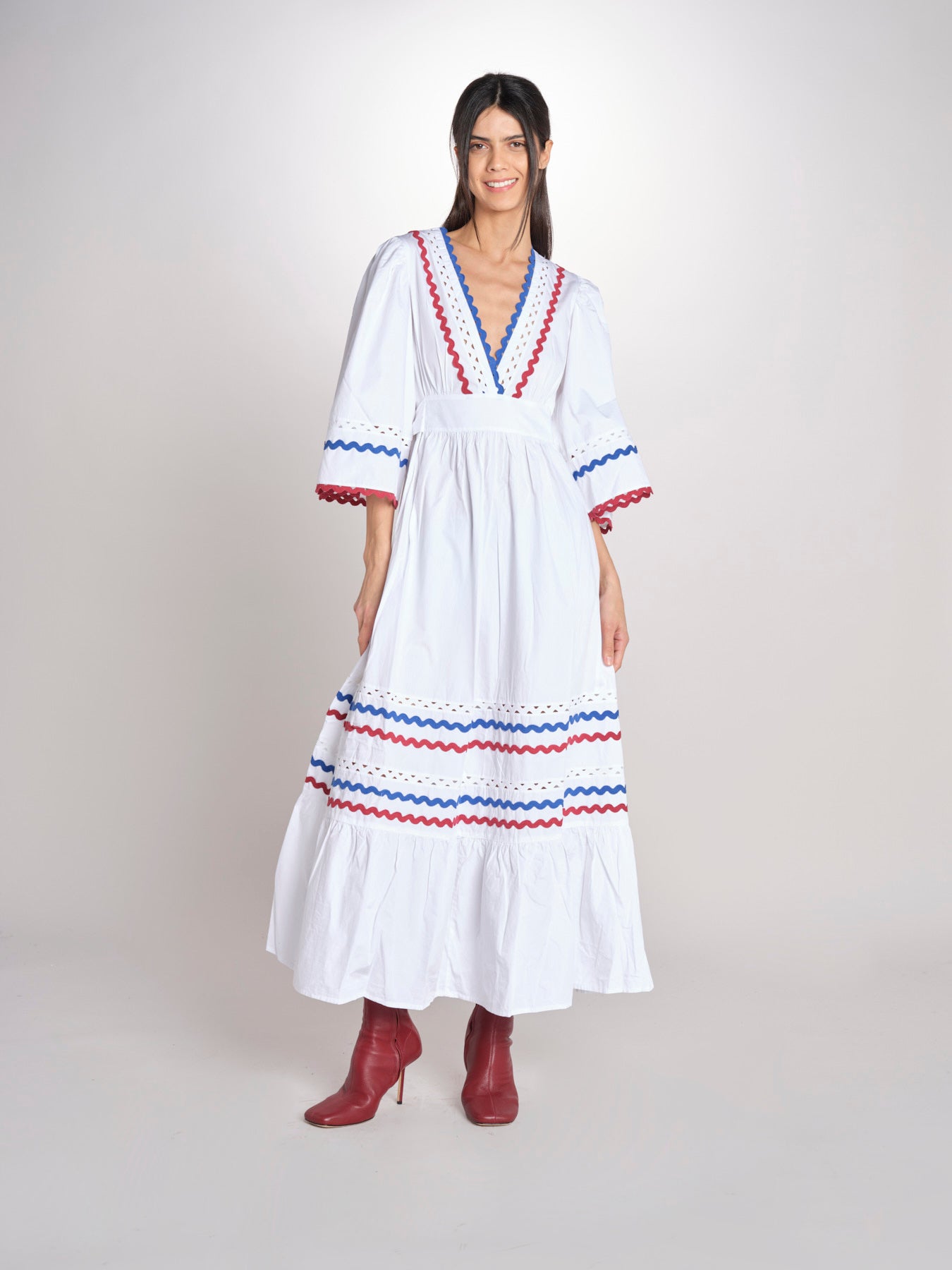 Abito con passamaneria RITA LONG DRESS RITA1BLO WHITE2 antik batik 