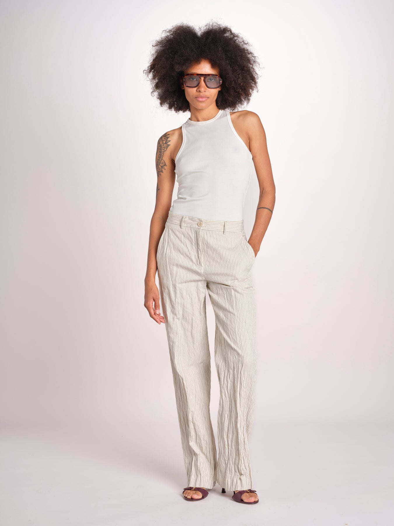 pantalone gessato 0142 22042 NATURALE aspesi 