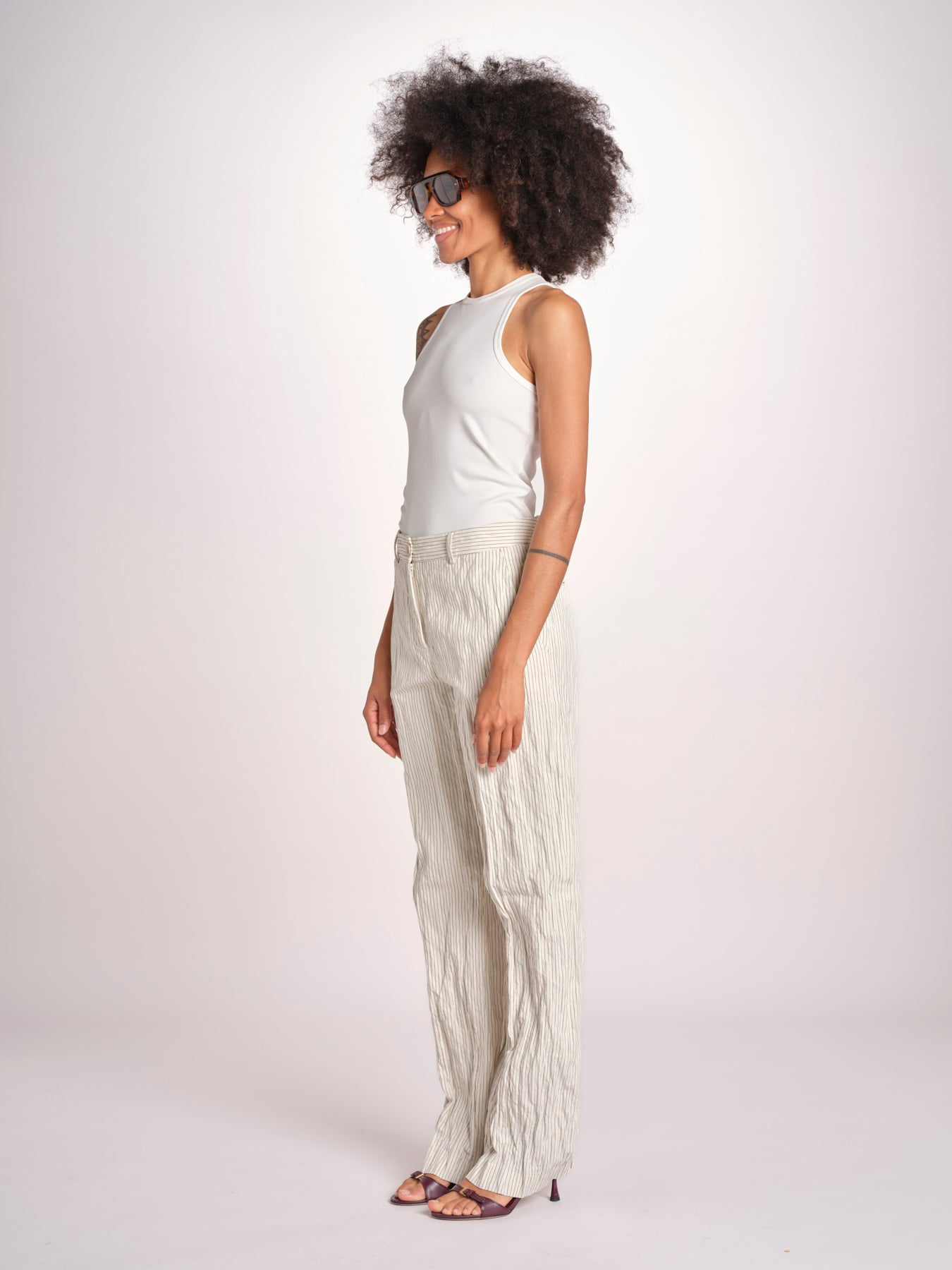 pantalone gessato 0142 22042 NATURALE aspesi 