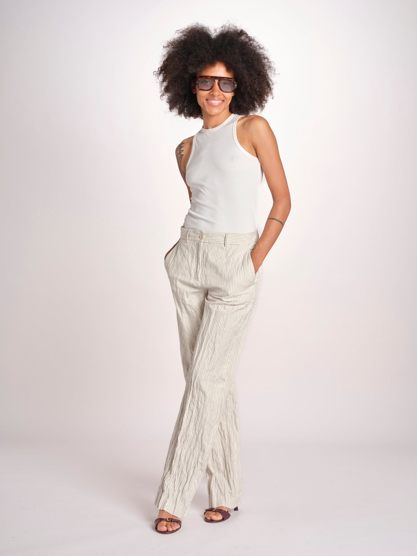 pantalone gessato 0142 22042 NATURALE aspesi 