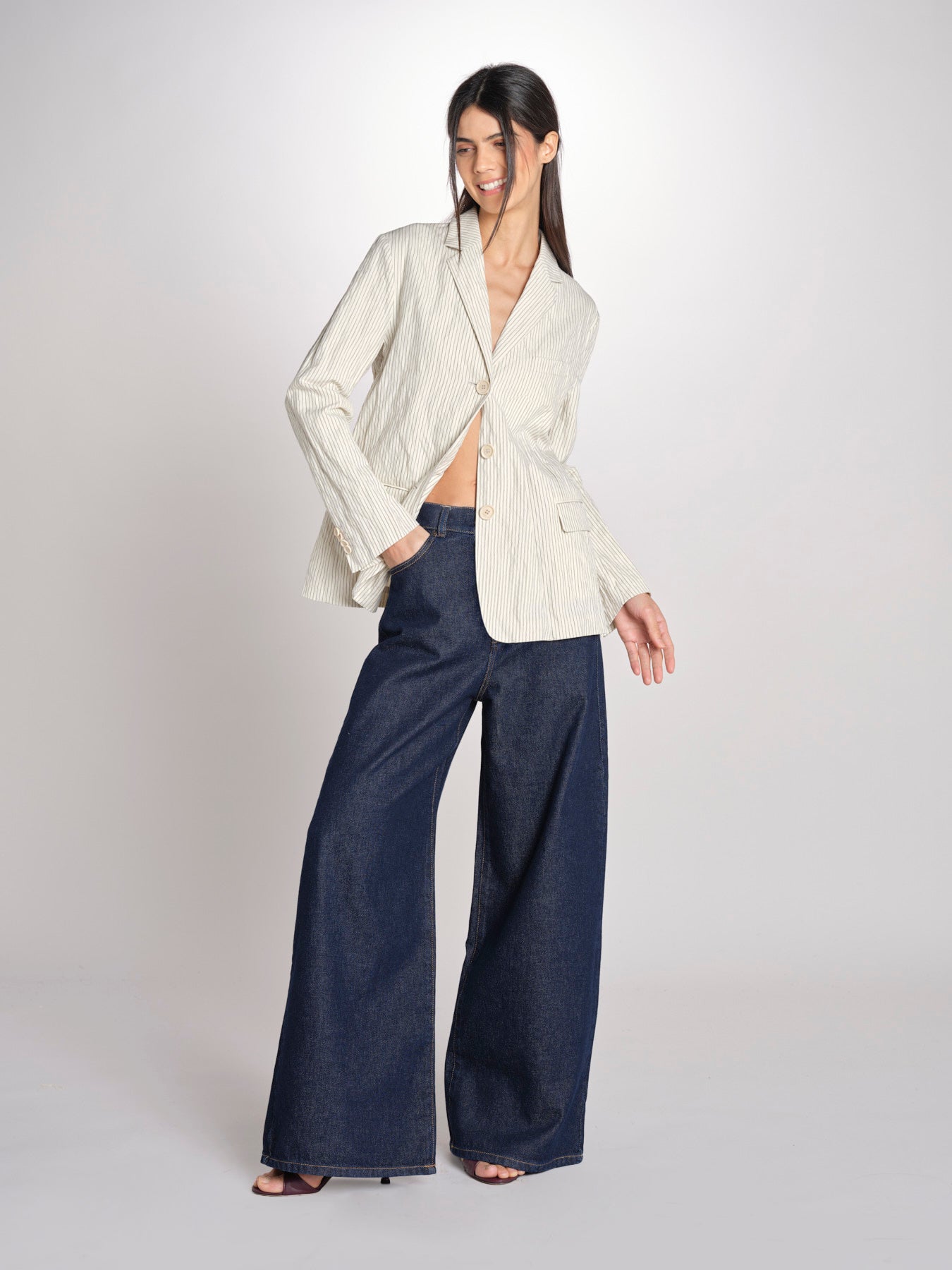 Blazer 3 bottoni gessato 0973 22042 NATURALE aspesi 