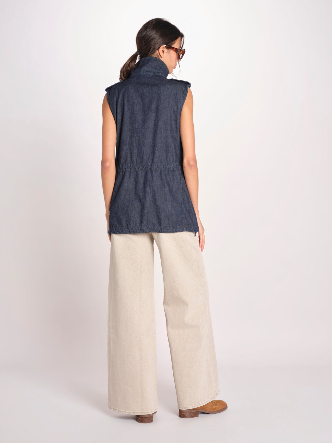 gilet sahariana in denim 1306 01998 DENIM SCURO aspesi 