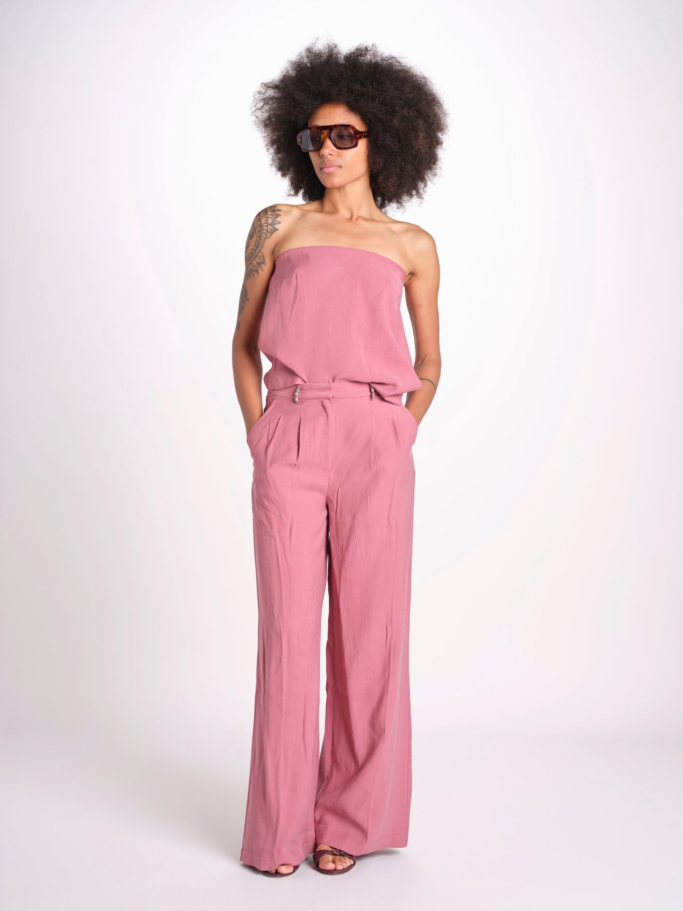 pantalone in lino con pinces DEANA ROSE ba&sh 