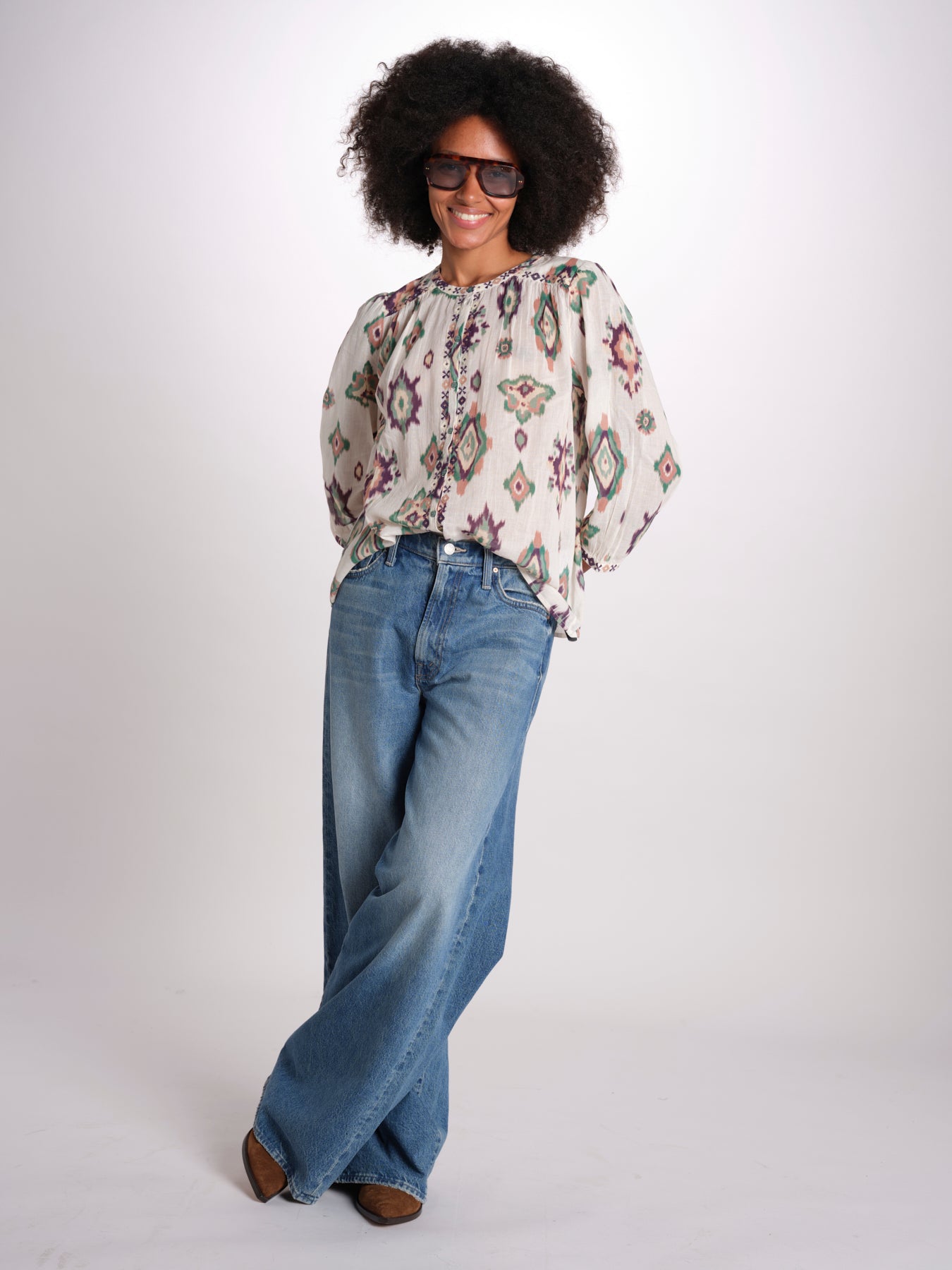 camicia con stampa rombi ODELIE ECRU ba&sh 