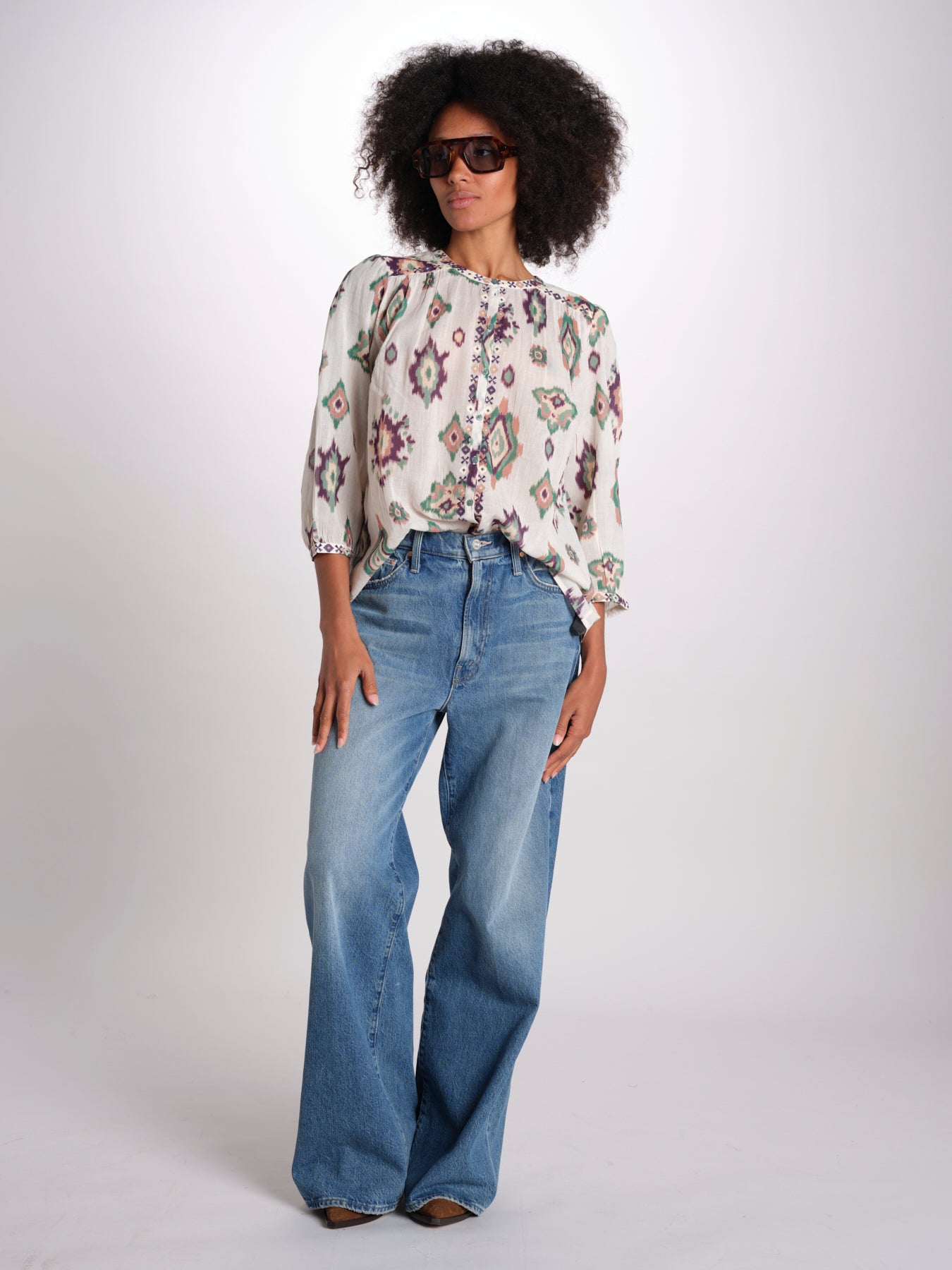 camicia con stampa rombi ODELIE ECRU ba&sh 