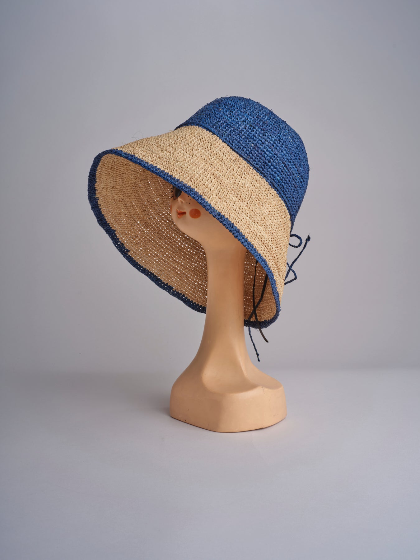 CAPELINE cappello in paglia bicolor DEMI CAPELINE CROCHET 01BG196 AZZ bagatelle france 