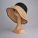 CAPELINE cappello in paglia bicolor DEMI CAPELINE CROCHET 01BG196 BLACK bagatelle france 