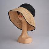 CAPELINE cappello in paglia bicolor DEMI CAPELINE CROCHET 01BG196 BLACK bagatelle france 
