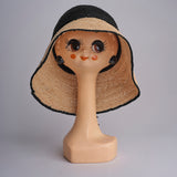 CAPELINE cappello in paglia bicolor DEMI CAPELINE CROCHET 01BG196 BLACK bagatelle france 
