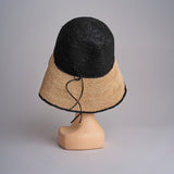 CAPELINE cappello in paglia bicolor DEMI CAPELINE CROCHET 01BG196 BLACK bagatelle france 